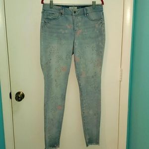 Jessica Simpson Kiss Me Super Skinny Light Wash Pink Floral Jeans